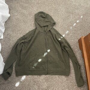 Cropped, Green, Zip-up Sweater